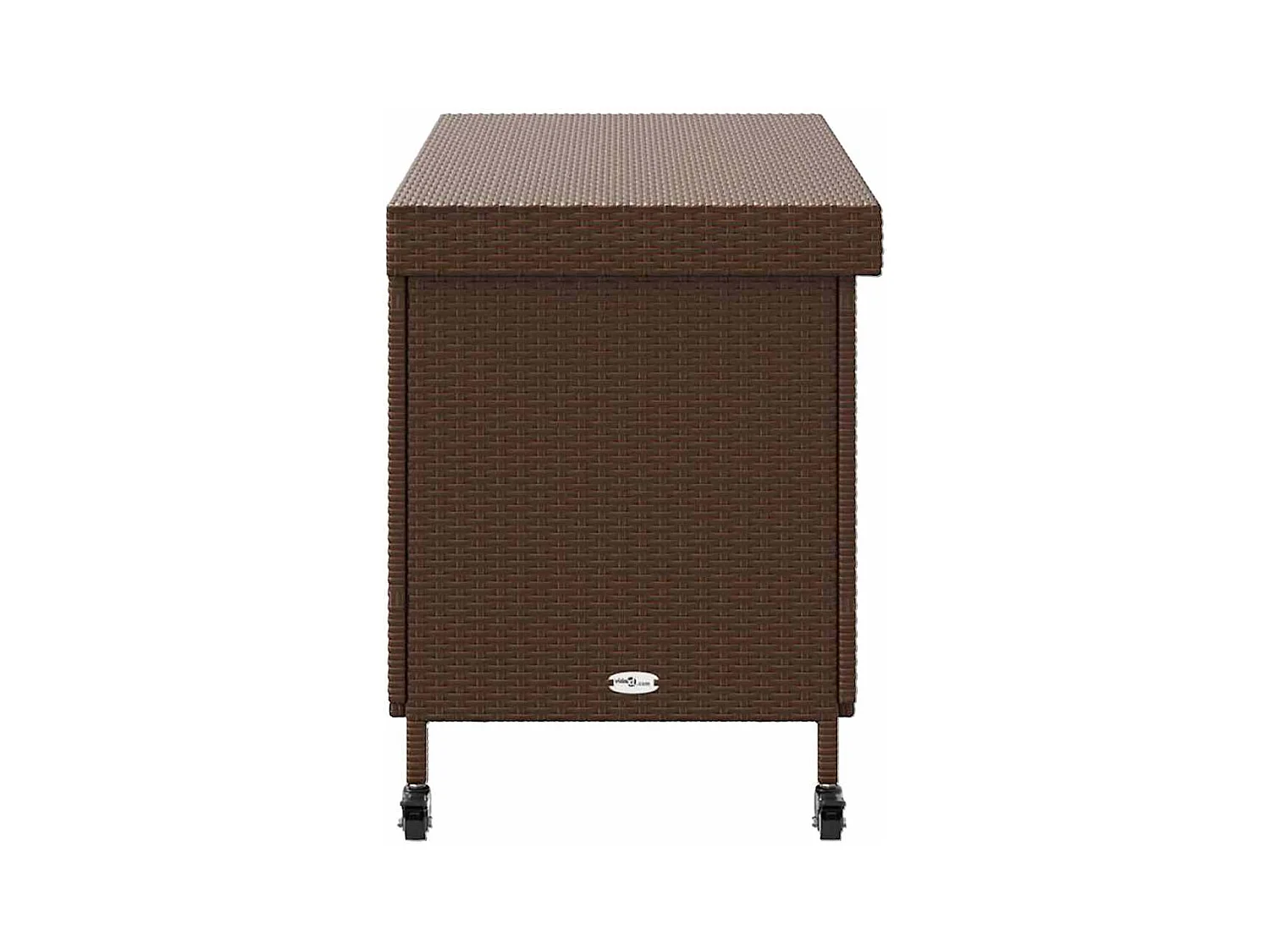 Boîte de rangement de jardin et roues marron résine tressée