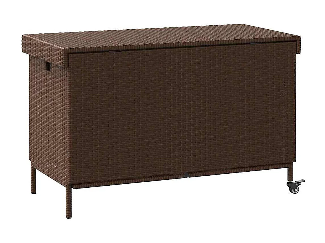 Boîte de rangement de jardin et roues marron résine tressée