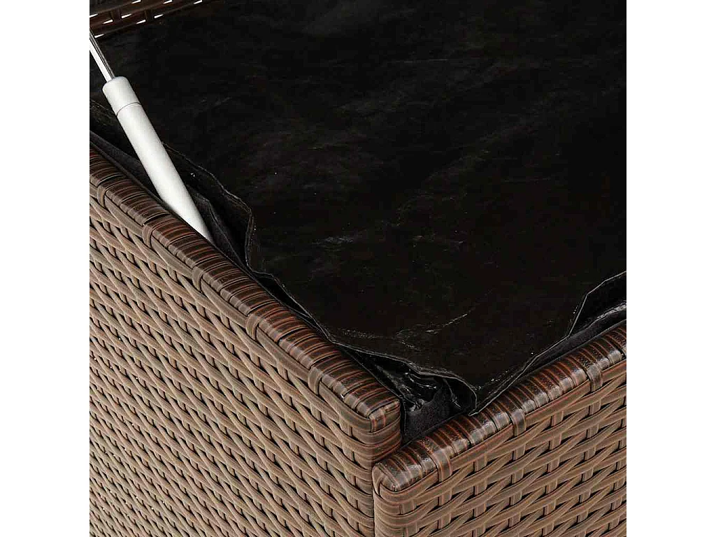 Boîte de rangement de jardin et roues marron résine tressée