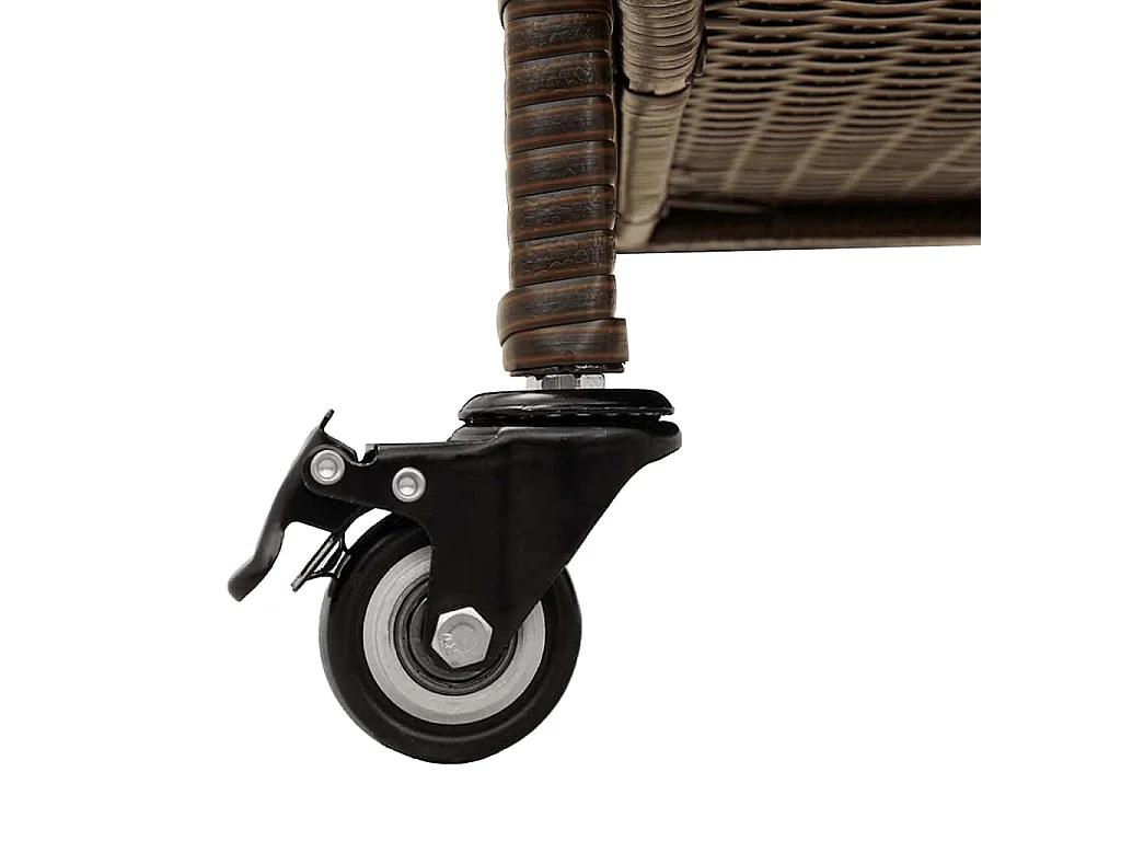 Boîte de rangement de jardin et roues marron résine tressée