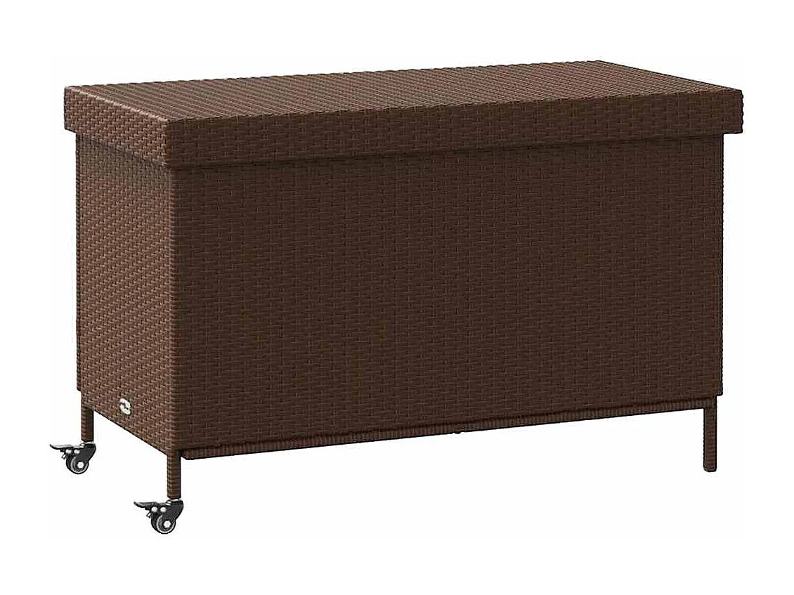 Boîte de rangement de jardin et roues marron résine tressée
