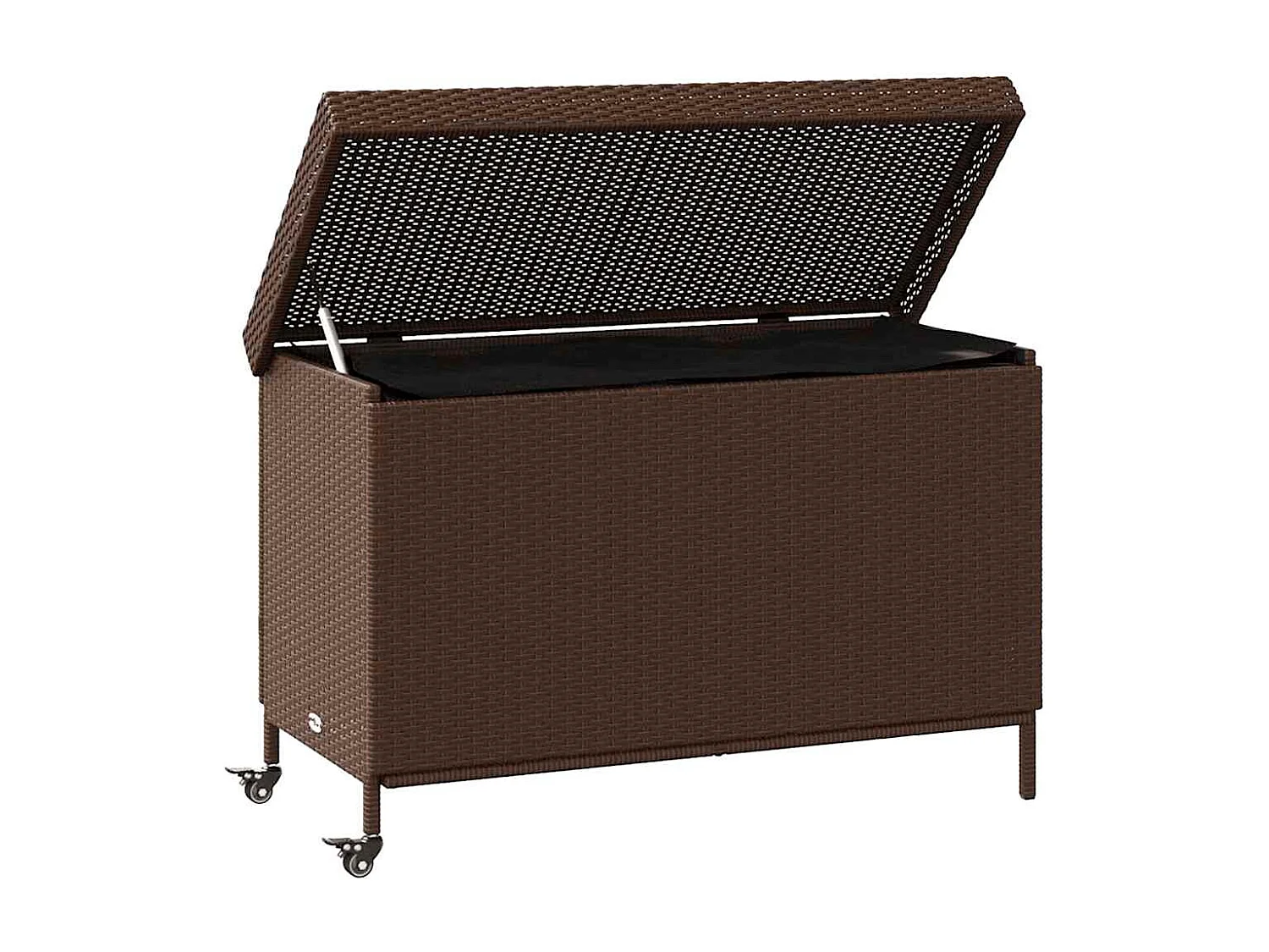 Boîte de rangement de jardin et roues marron résine tressée