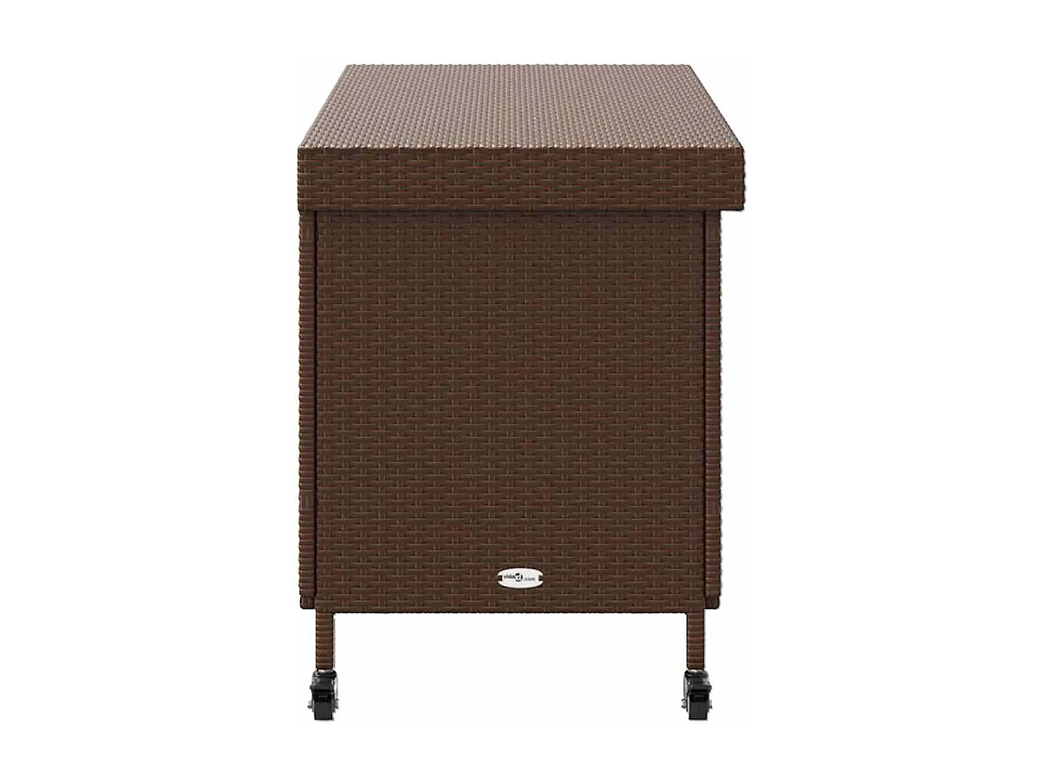 Boîte de rangement de jardin et roues marron résine tressée