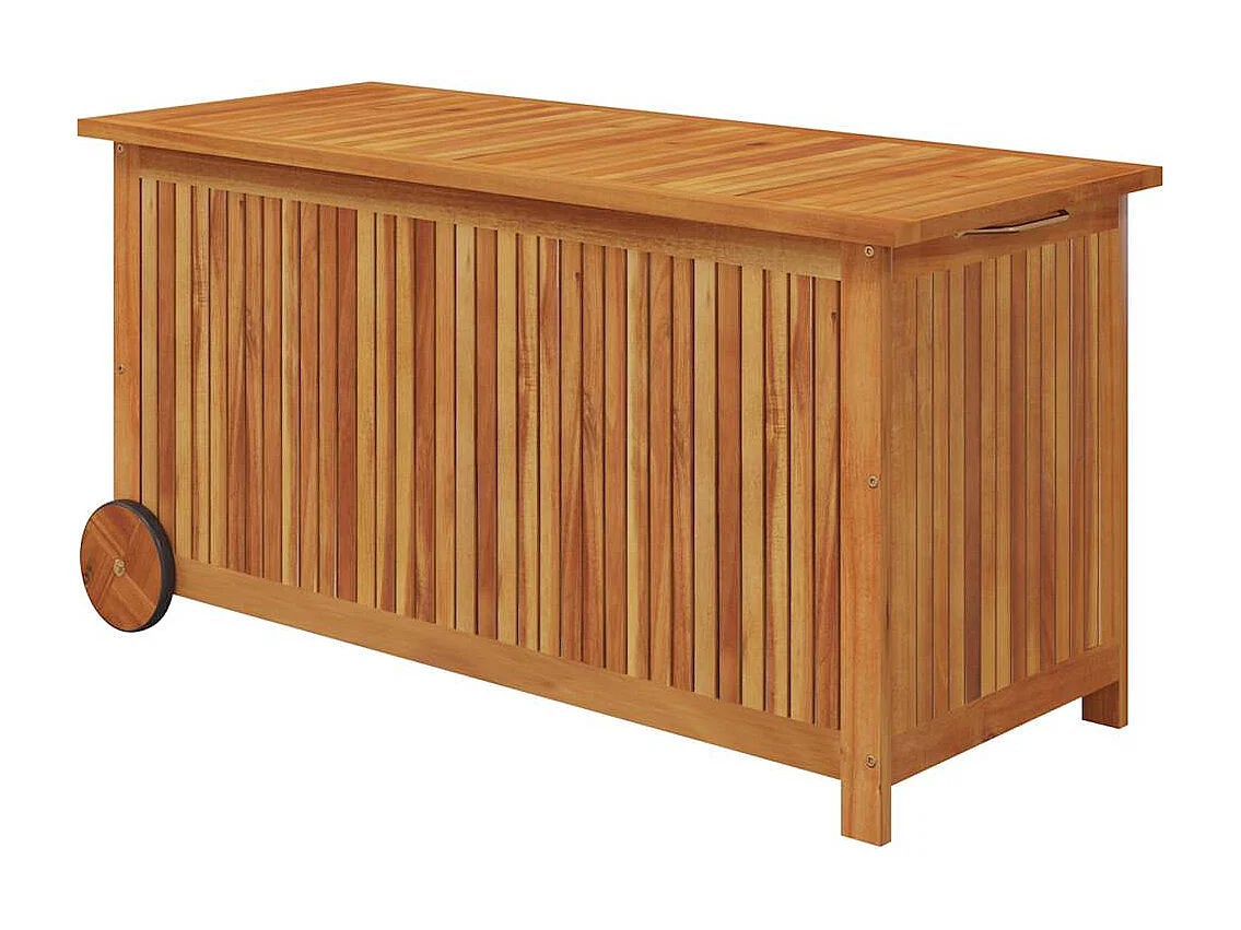 Caja de almacenamiento de jardín con ruedas 113x50x58cm Madera de acacia