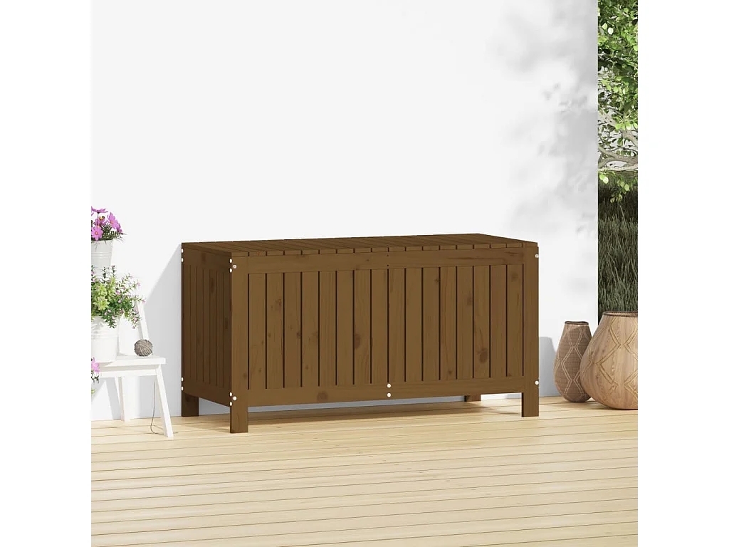 Caja de almacenamiento para jardín color marrón miel, 115 x 49 x 60 cm, madera de pino