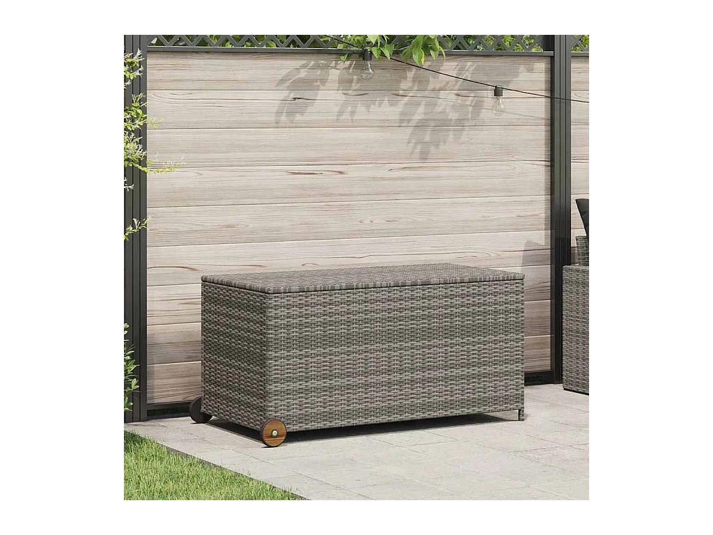 Lichtgrijze tuinopbergbox 120x65x61 cm rotan