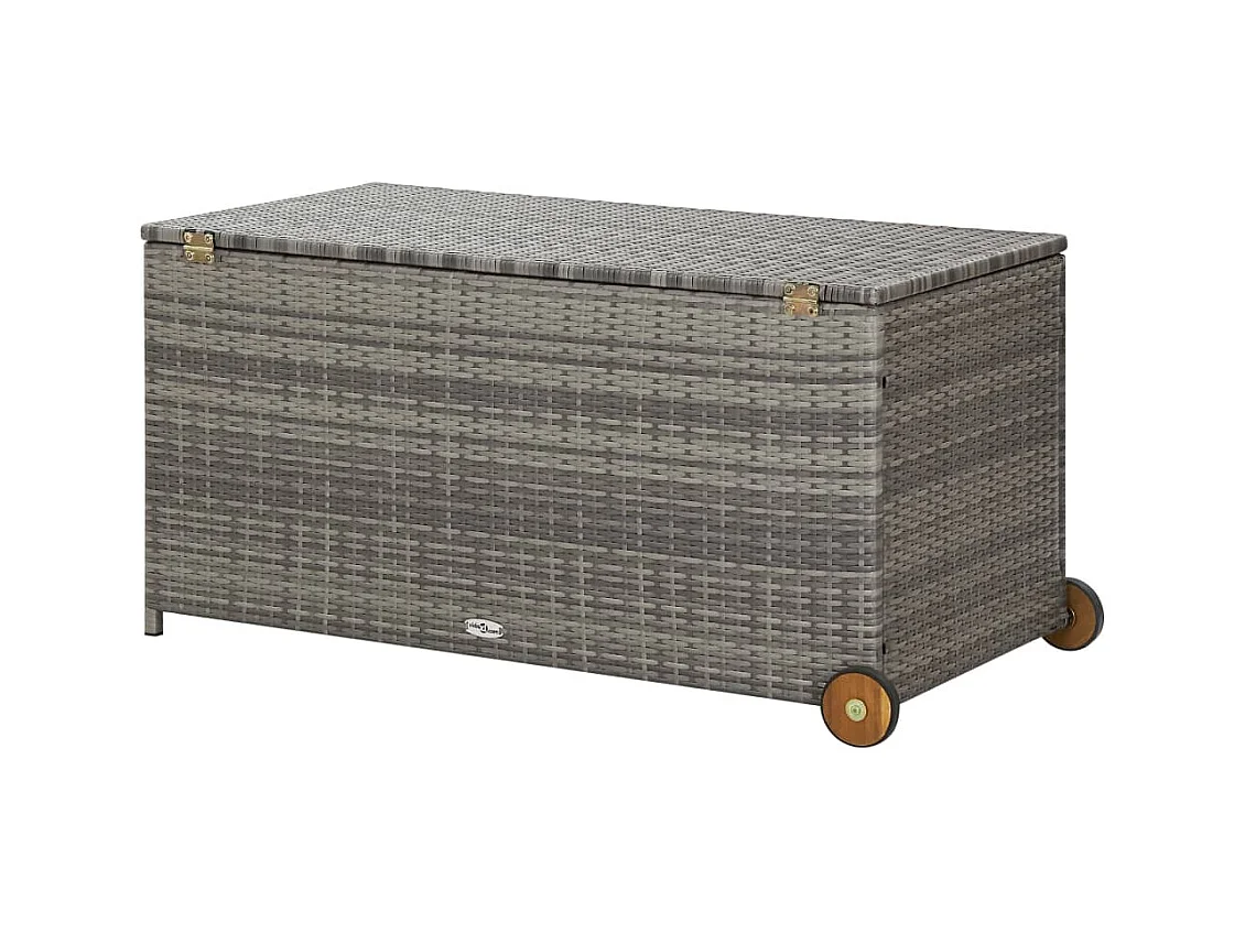 Lichtgrijze tuinopbergbox 120x65x61 cm rotan