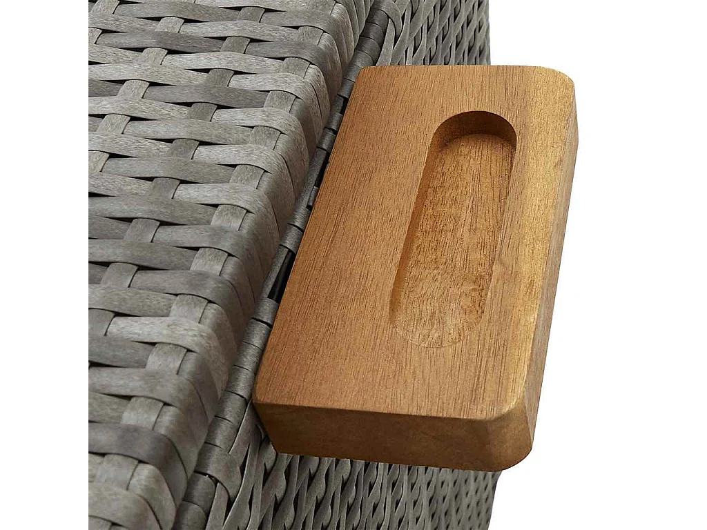 Baúl de jardín gris claro 120x65x61 cm ratán