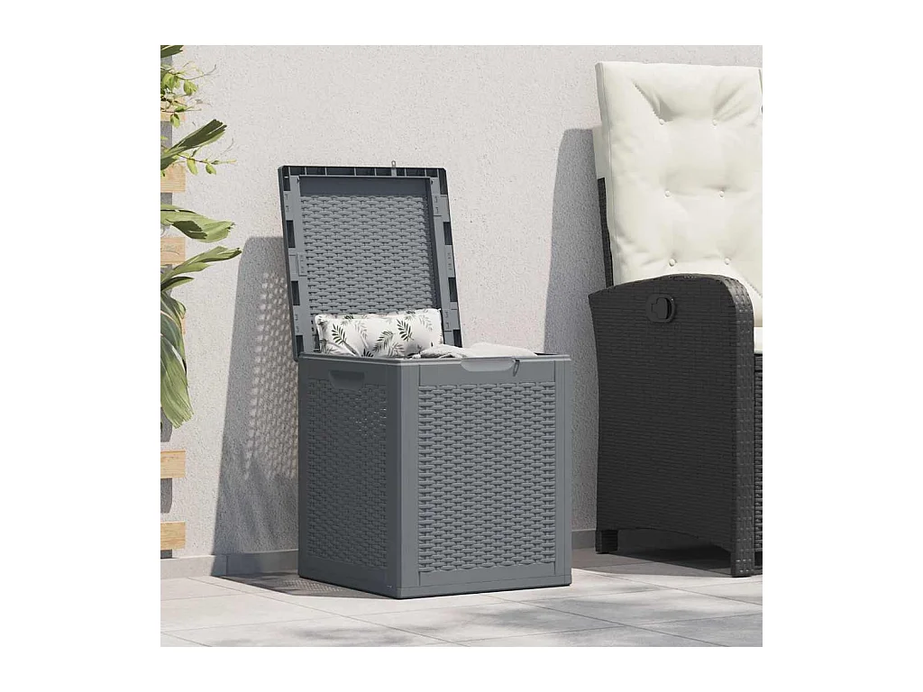 Grijze PP rotan tuinopbergbox 90 L