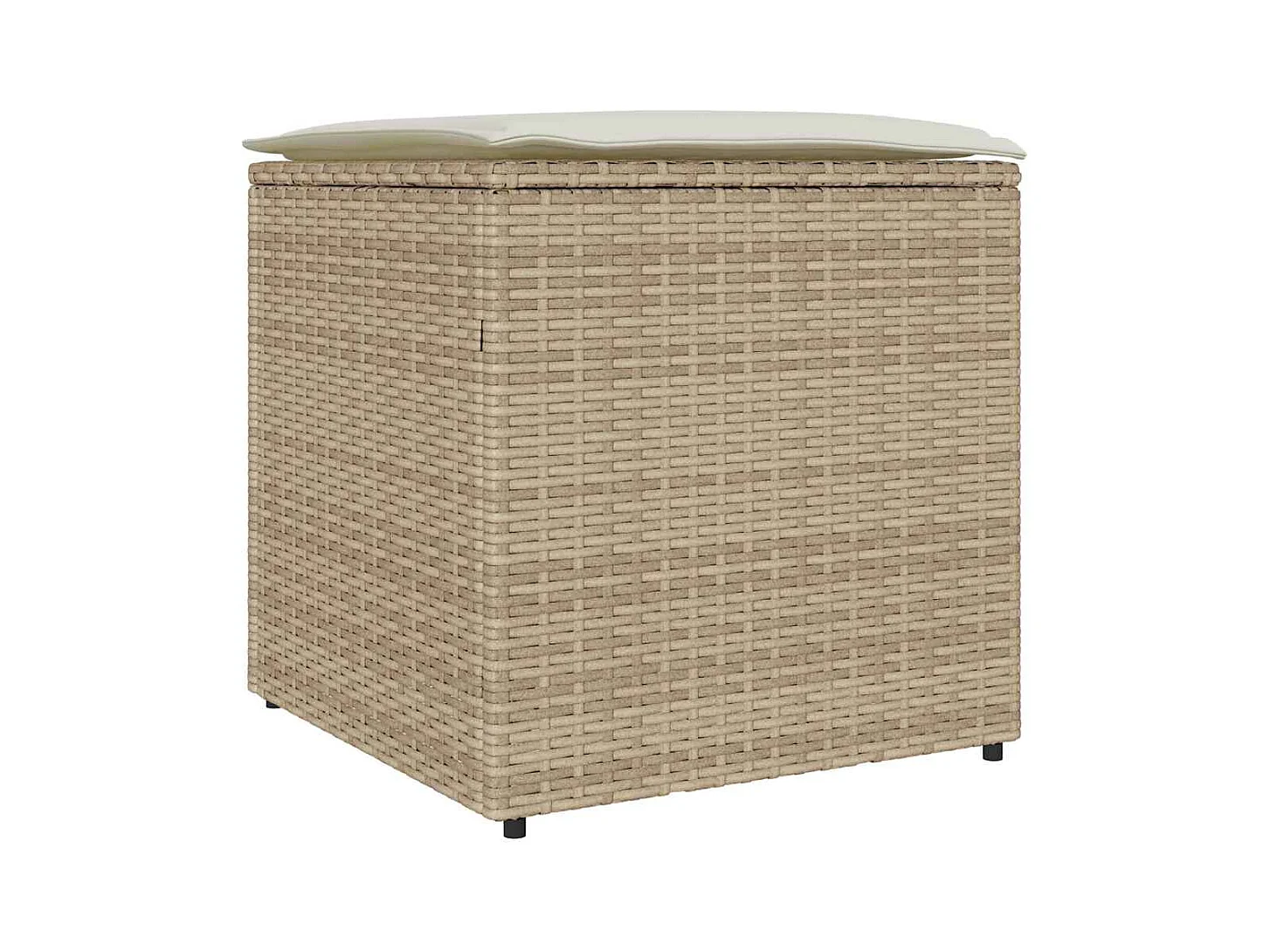 Boîte de Rangement Beige et crème Effet rotin, coussin en polyester