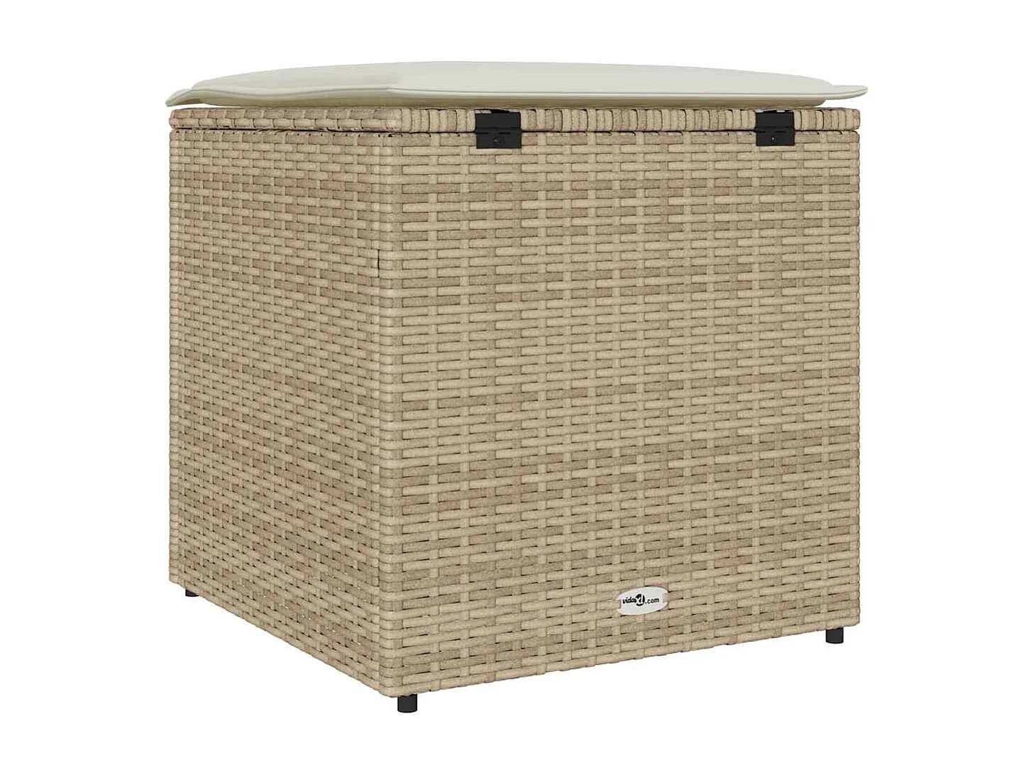 Boîte de Rangement Beige et crème Effet rotin, coussin en polyester