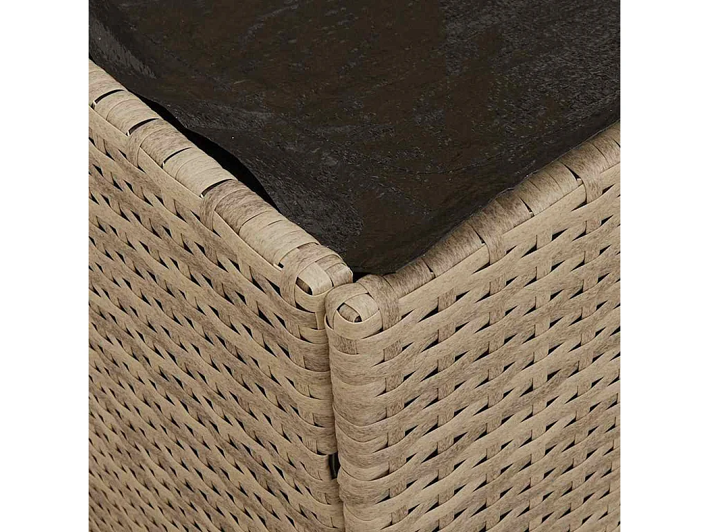 Boîte de Rangement Beige et crème Effet rotin, coussin en polyester