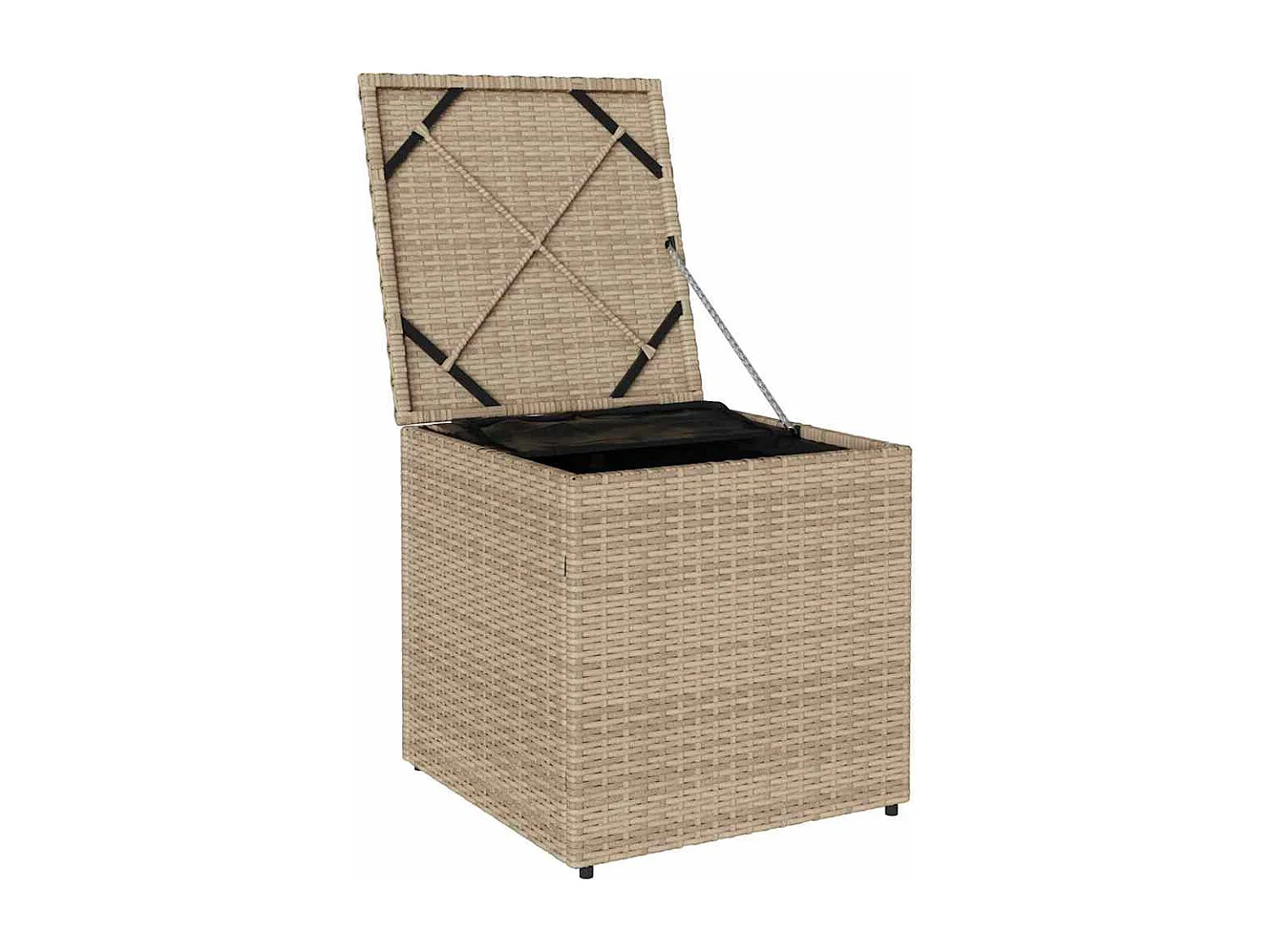 Boîte de Rangement Beige et crème Effet rotin, coussin en polyester