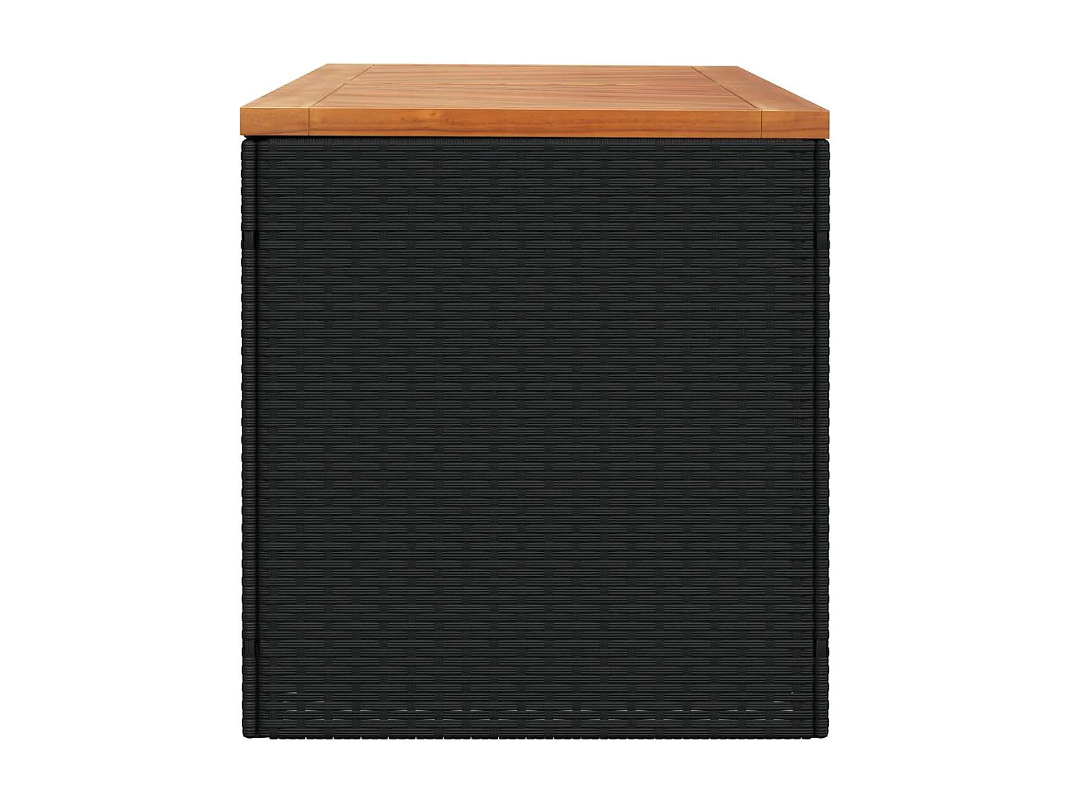 Contenitore da giardino nero in resina intrecciata e legno di acacia