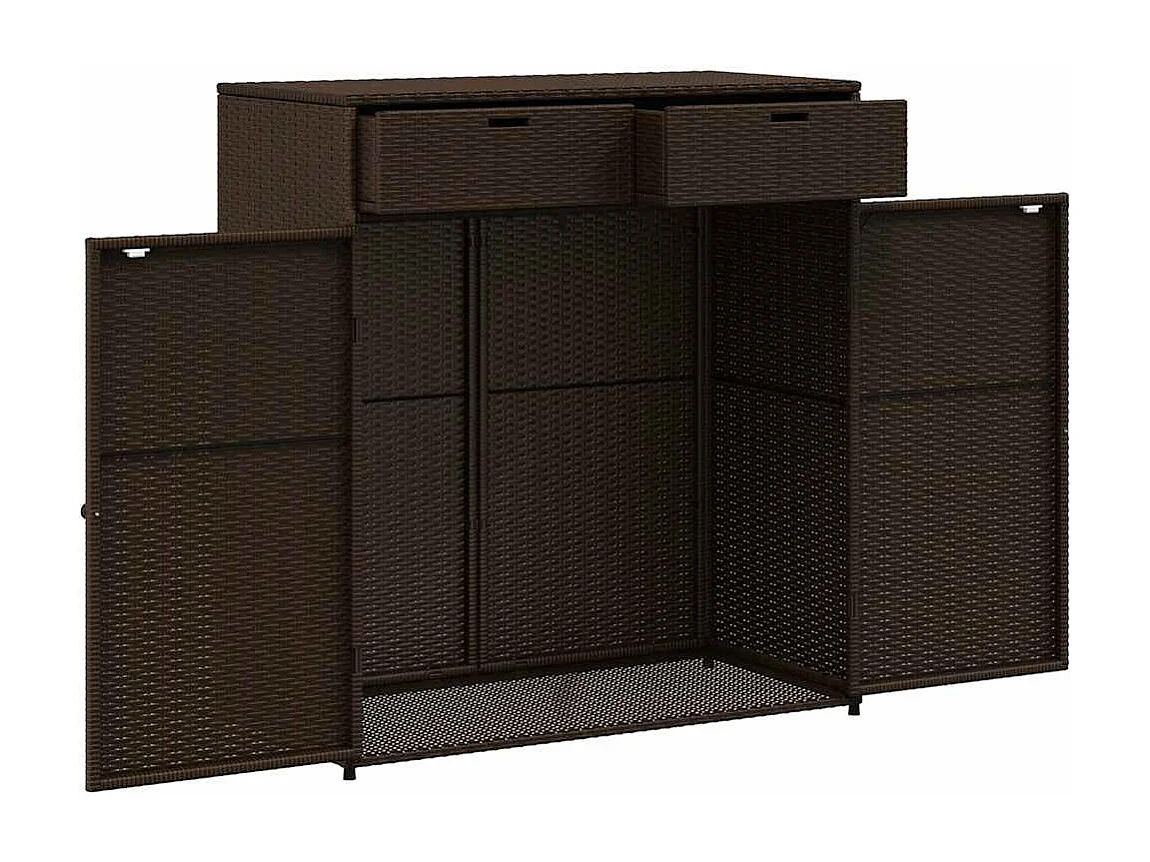 Armario de jardín marrón 105x55x113 cm resina trenzada