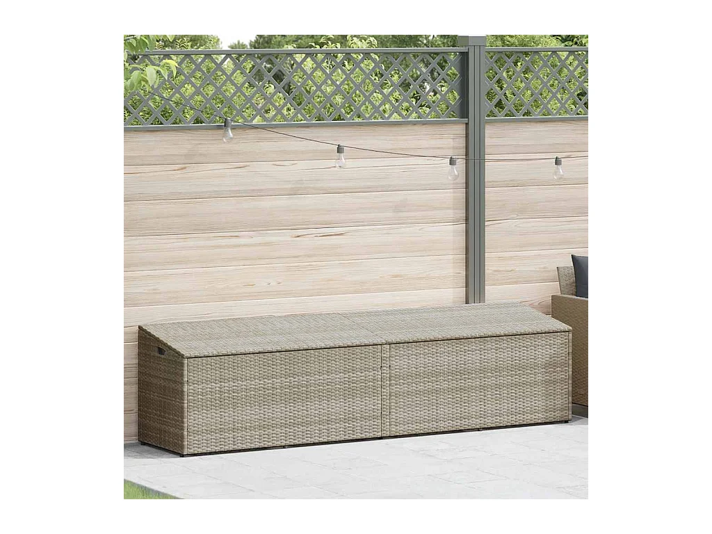 Boîte de rangement de jardin gris clair 220x50x58 cm rotin