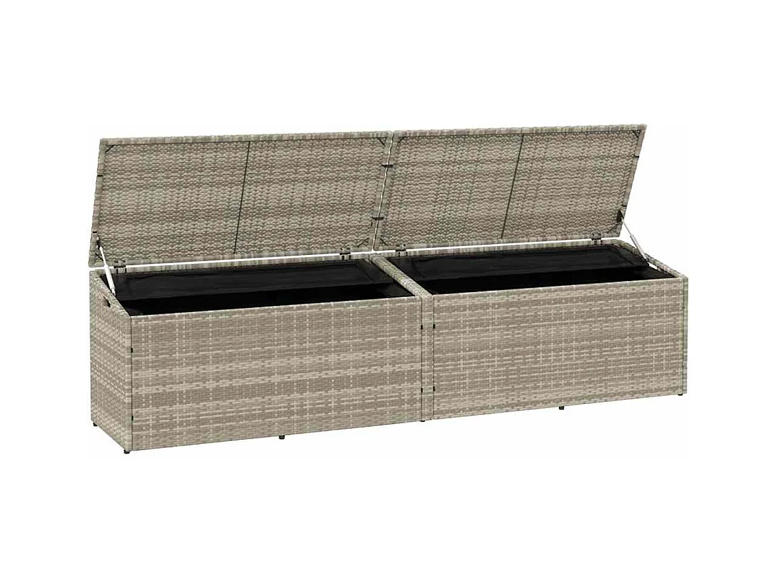 Boîte de rangement de jardin gris clair 220x50x58 cm rotin