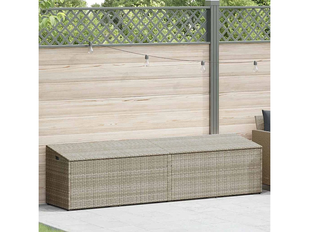 Boîte de rangement de jardin gris clair 220x50x58 cm rotin
