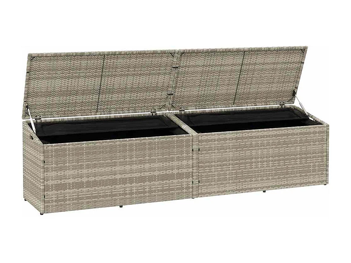 Boîte de rangement de jardin gris clair 220x50x58 cm rotin