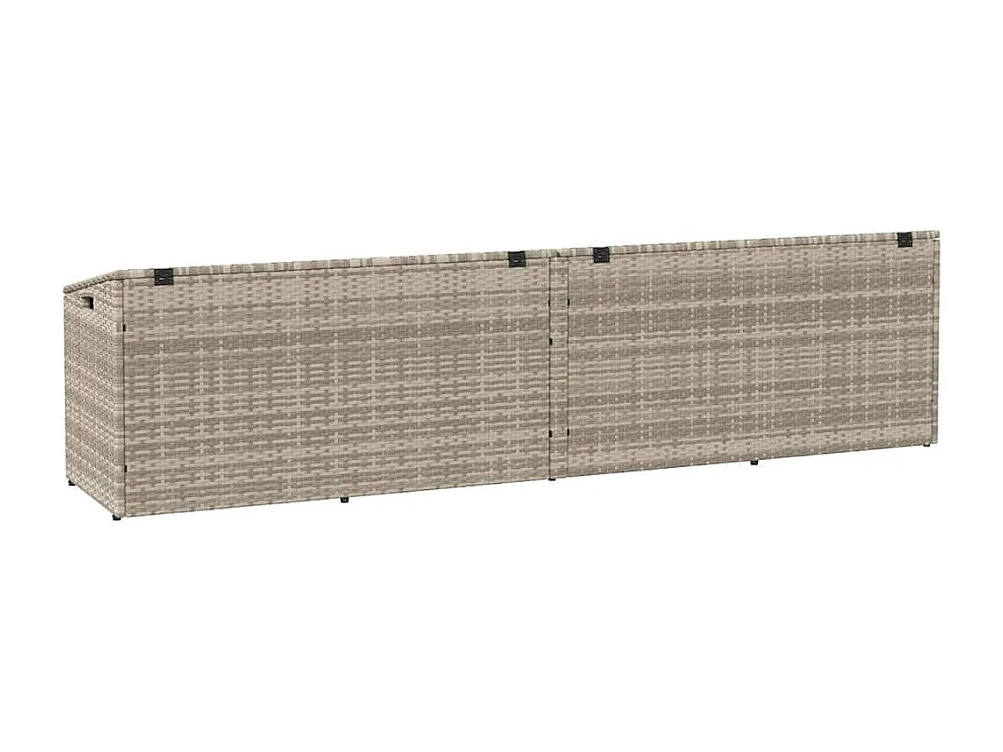 Boîte de rangement de jardin gris clair 220x50x58 cm rotin