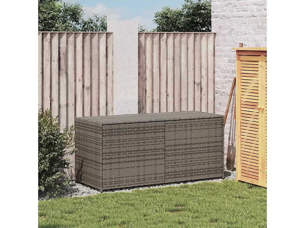 Caja de almacenamiento de jardín gris de 283 l de resina tejida