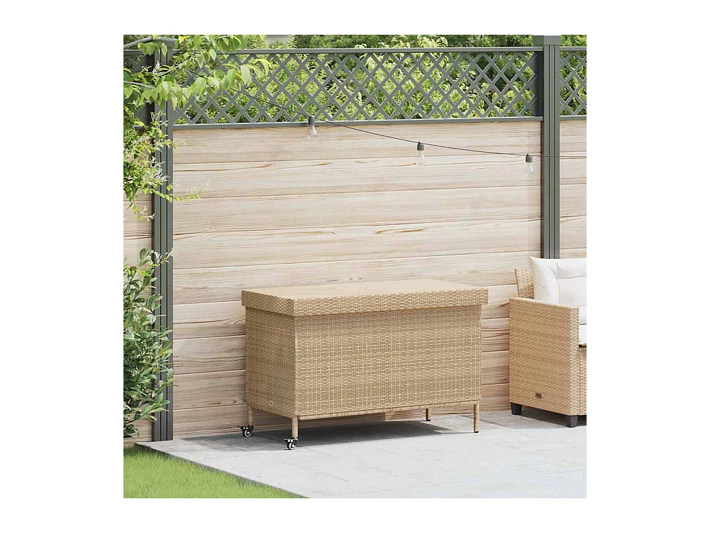 Boîte de rangement de jardin et roues résine tressée