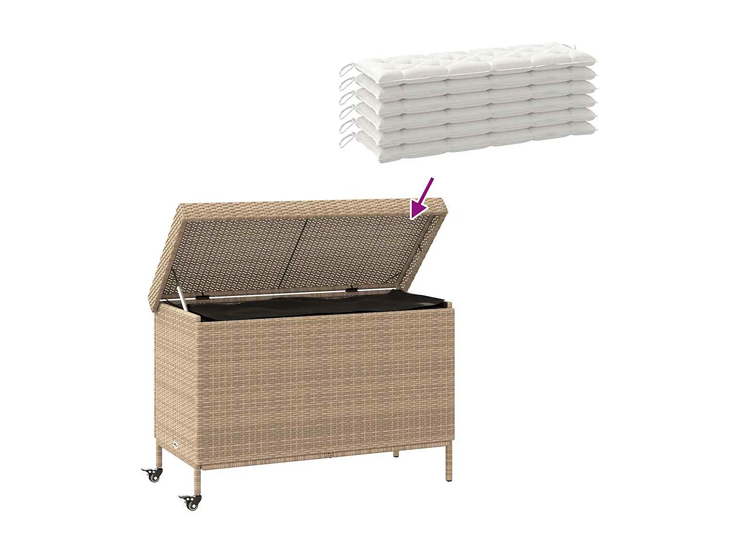 Boîte de rangement de jardin et roues résine tressée