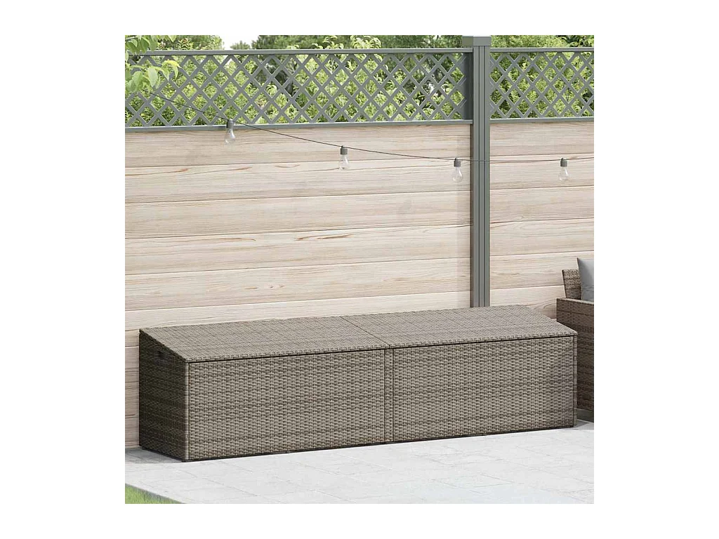 Boîte de rangement de jardin gris 220x50x58 cm résine tressée