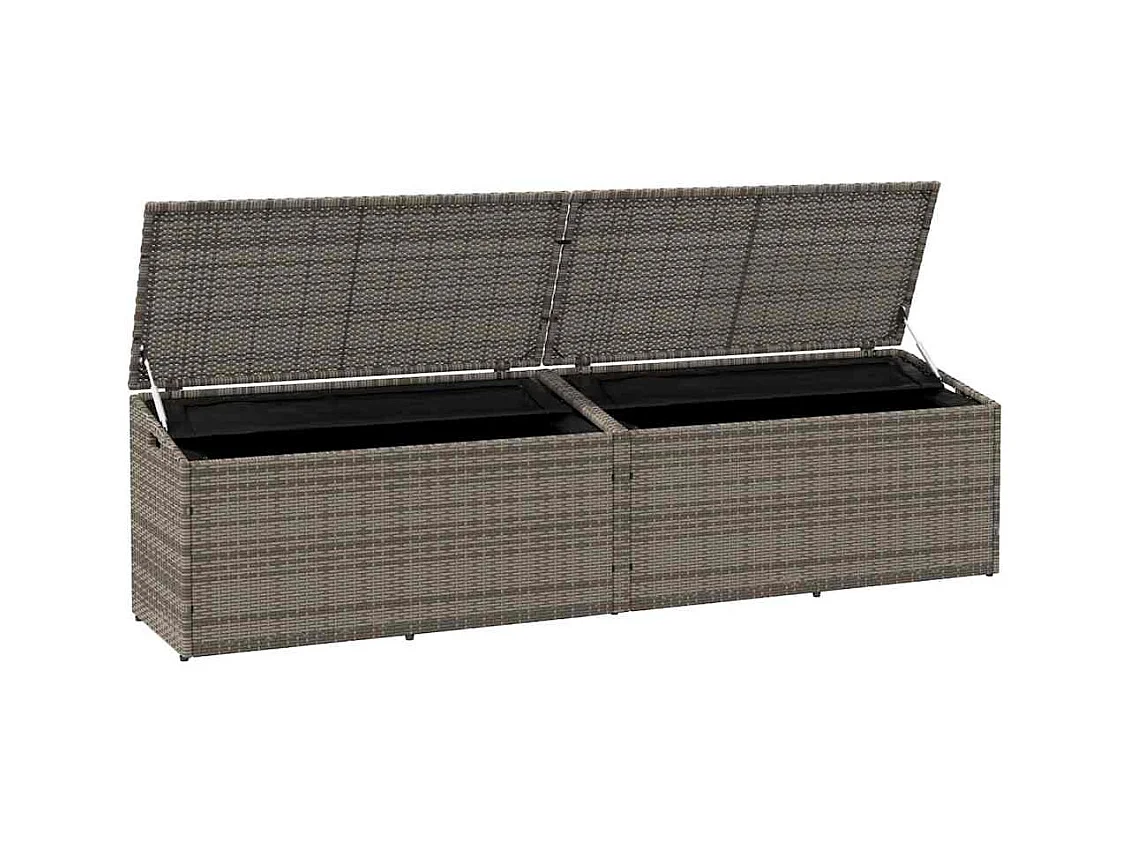Boîte de rangement de jardin gris 220x50x58 cm résine tressée