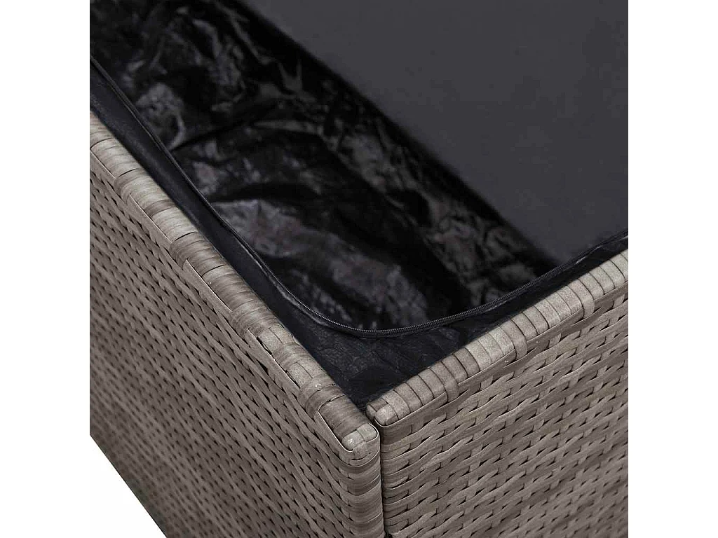 Boîte de rangement de jardin gris 220x50x58 cm résine tressée