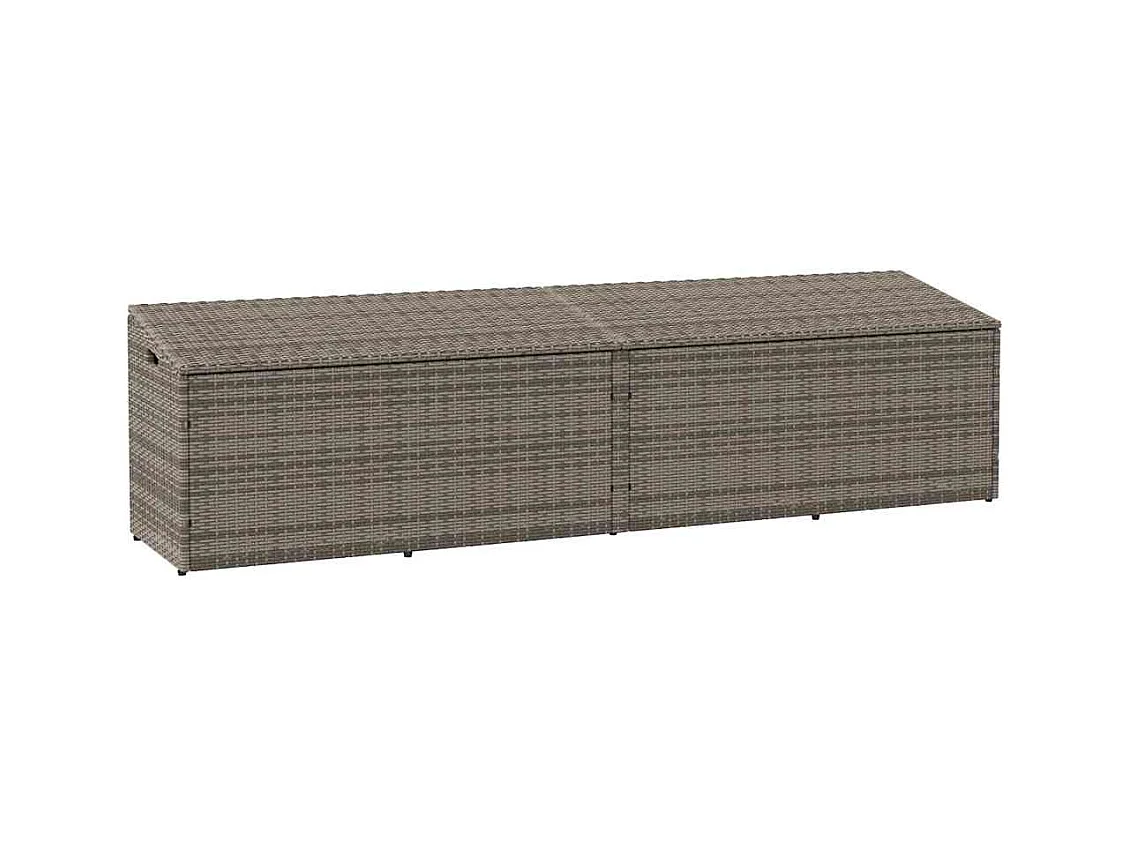 Boîte de rangement de jardin gris 220x50x58 cm résine tressée