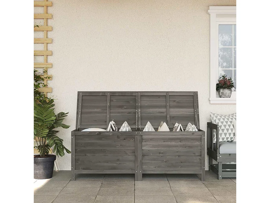 Caja de almacenamiento para jardín de madera maciza de abeto color antracita