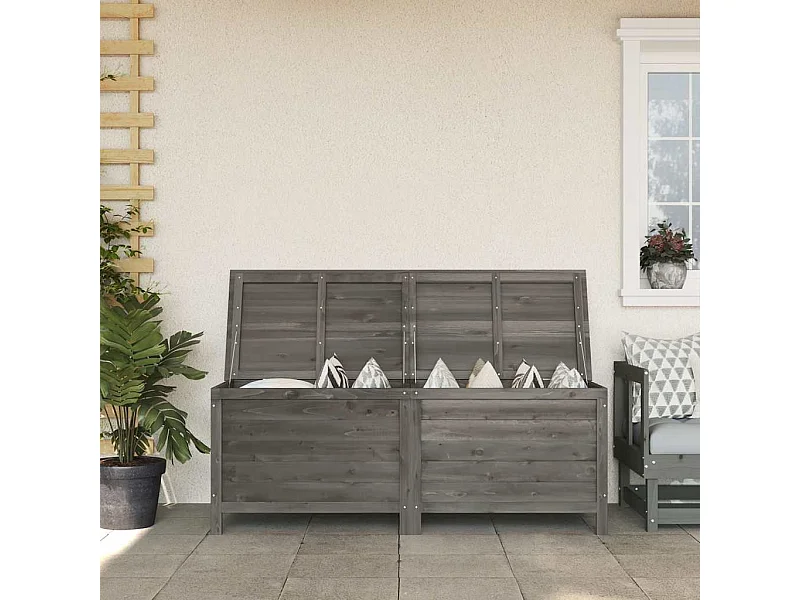 Caja de almacenamiento para jardín de madera maciza de abeto color antracita