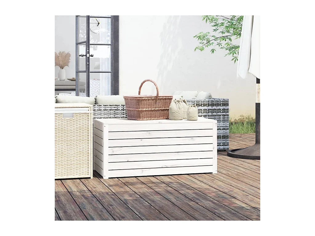 Boîte de jardin blanc 101x50,5x46,5 cm bois massif de pin