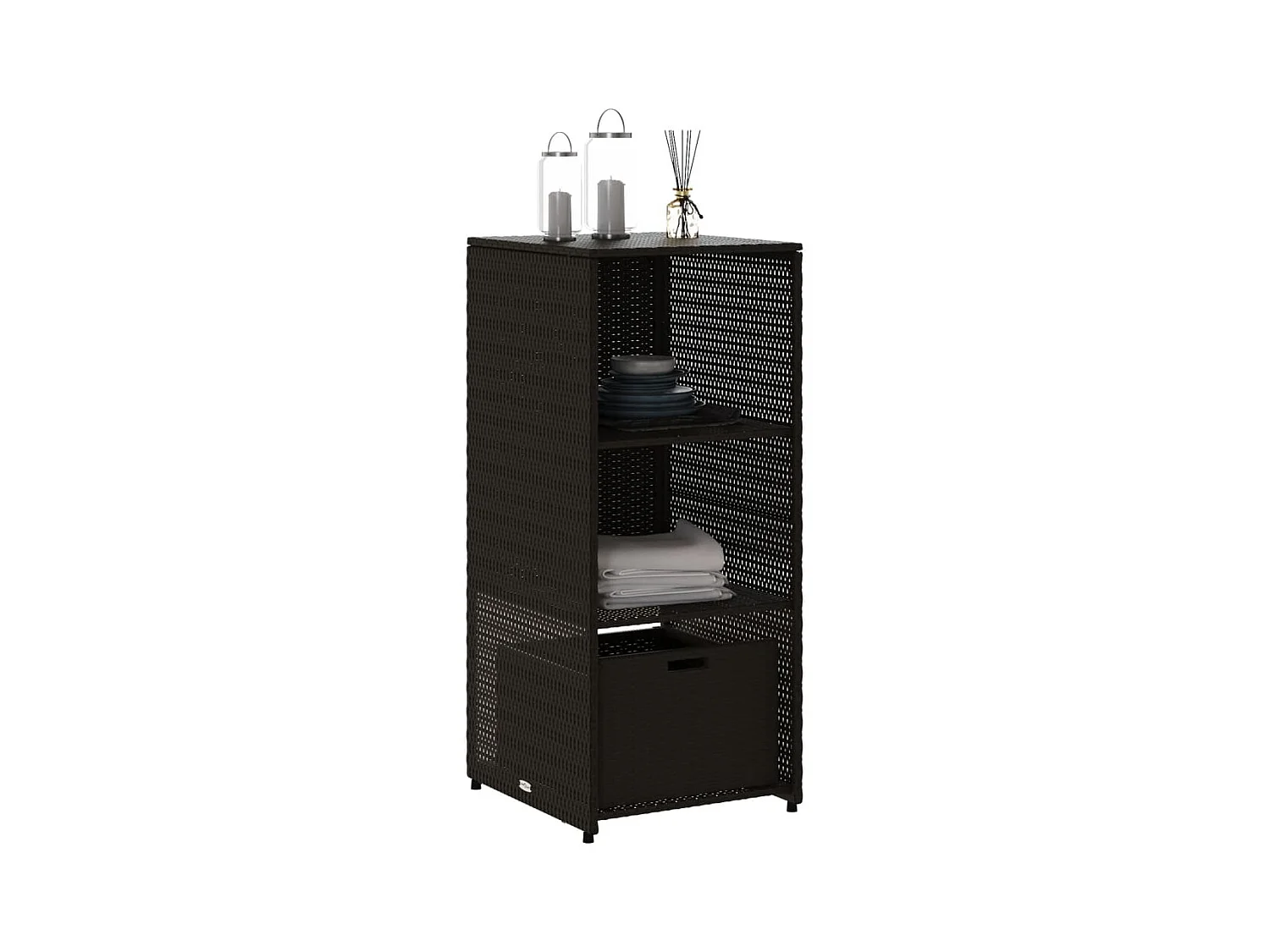 Zwarte tuinkast 50x55x115 cm geweven hars