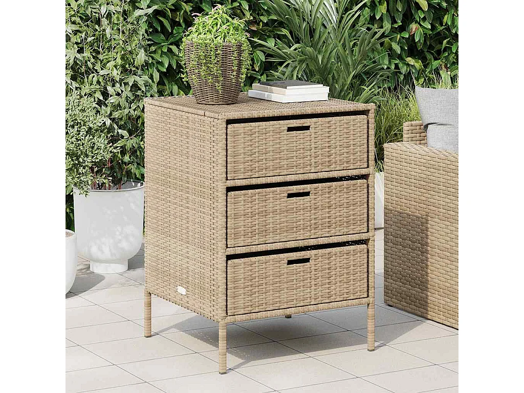 Armario de jardín beige 55x59x80 cm resina trenzada