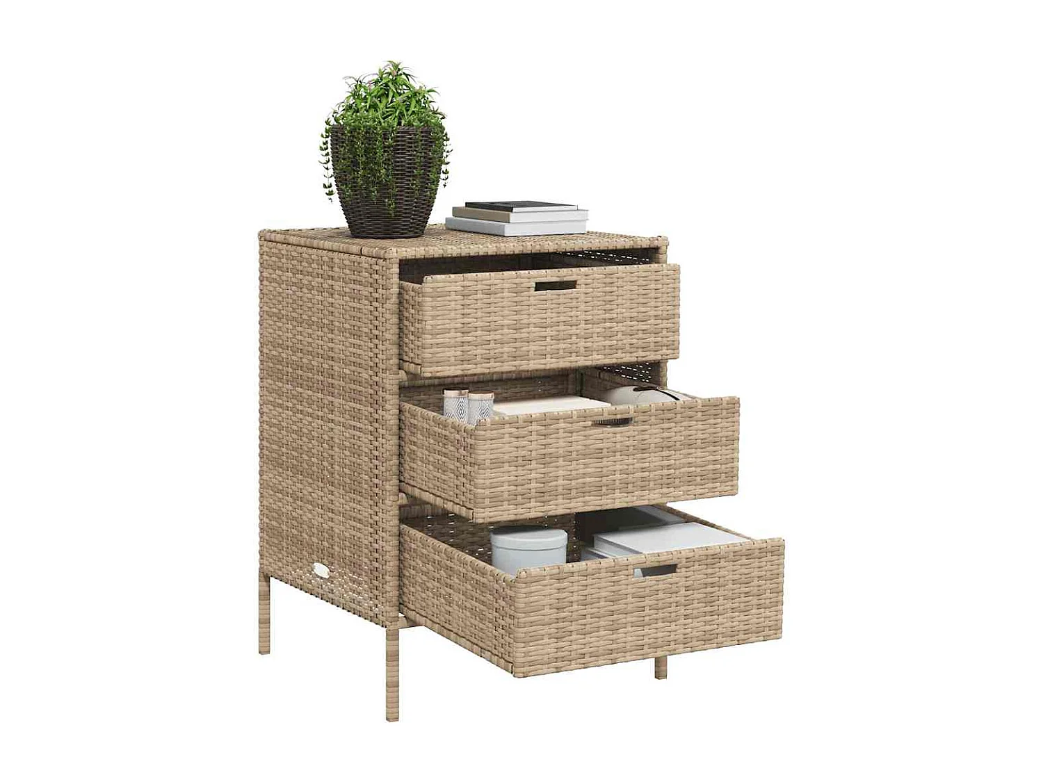 Armario de jardín beige 55x59x80 cm resina trenzada