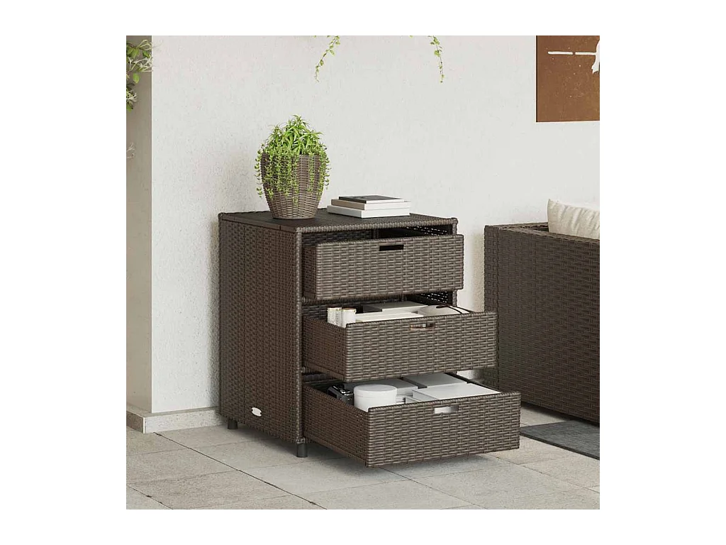 Bruine tuinkast 55x59x69cm geweven hars