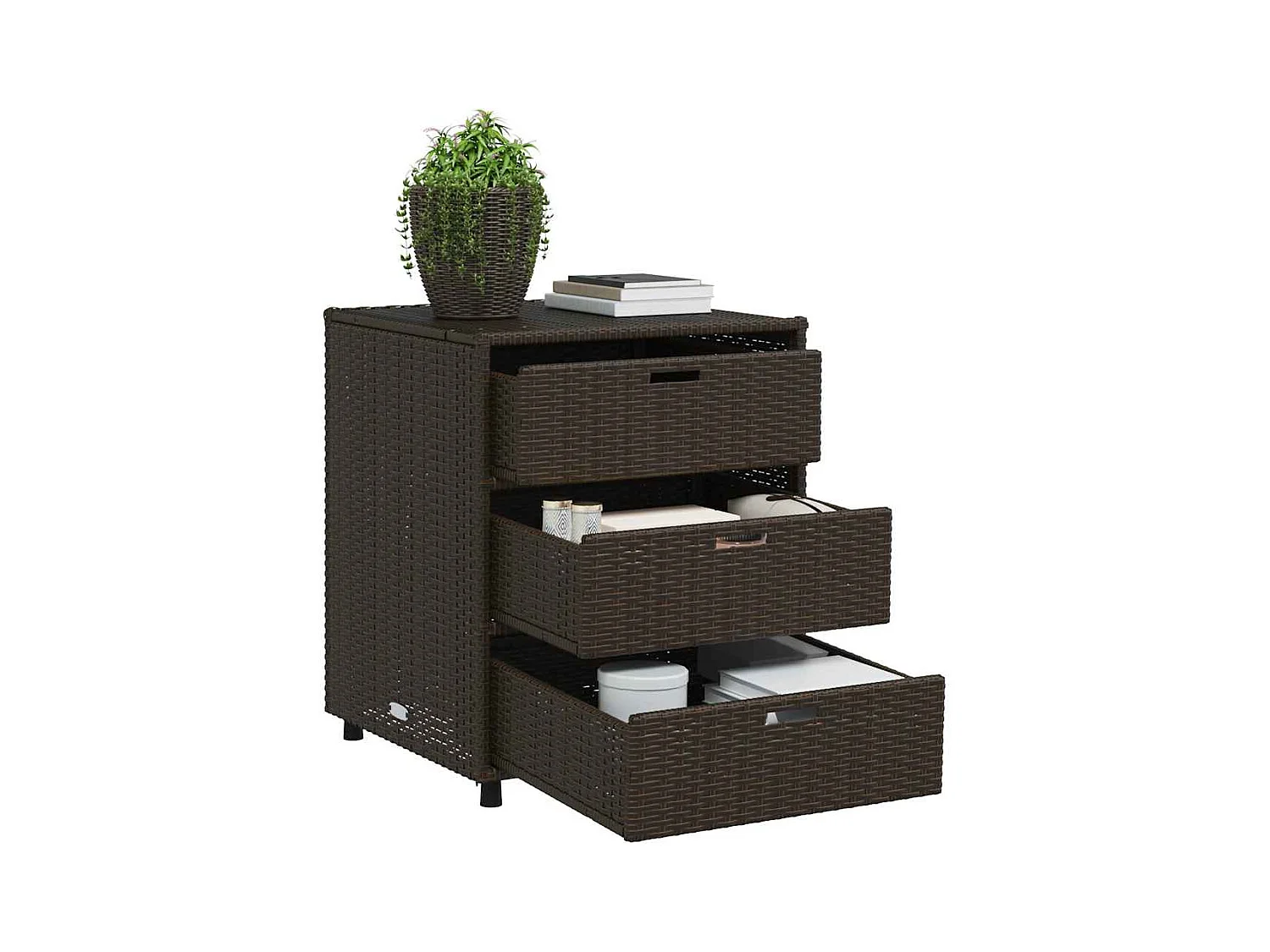 Bruine tuinkast 55x59x69cm geweven hars