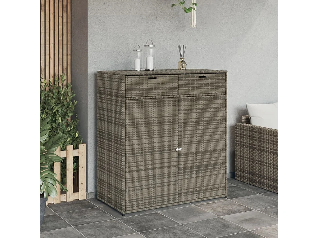 Armario de jardín gris 105x55x113cm resina tejida