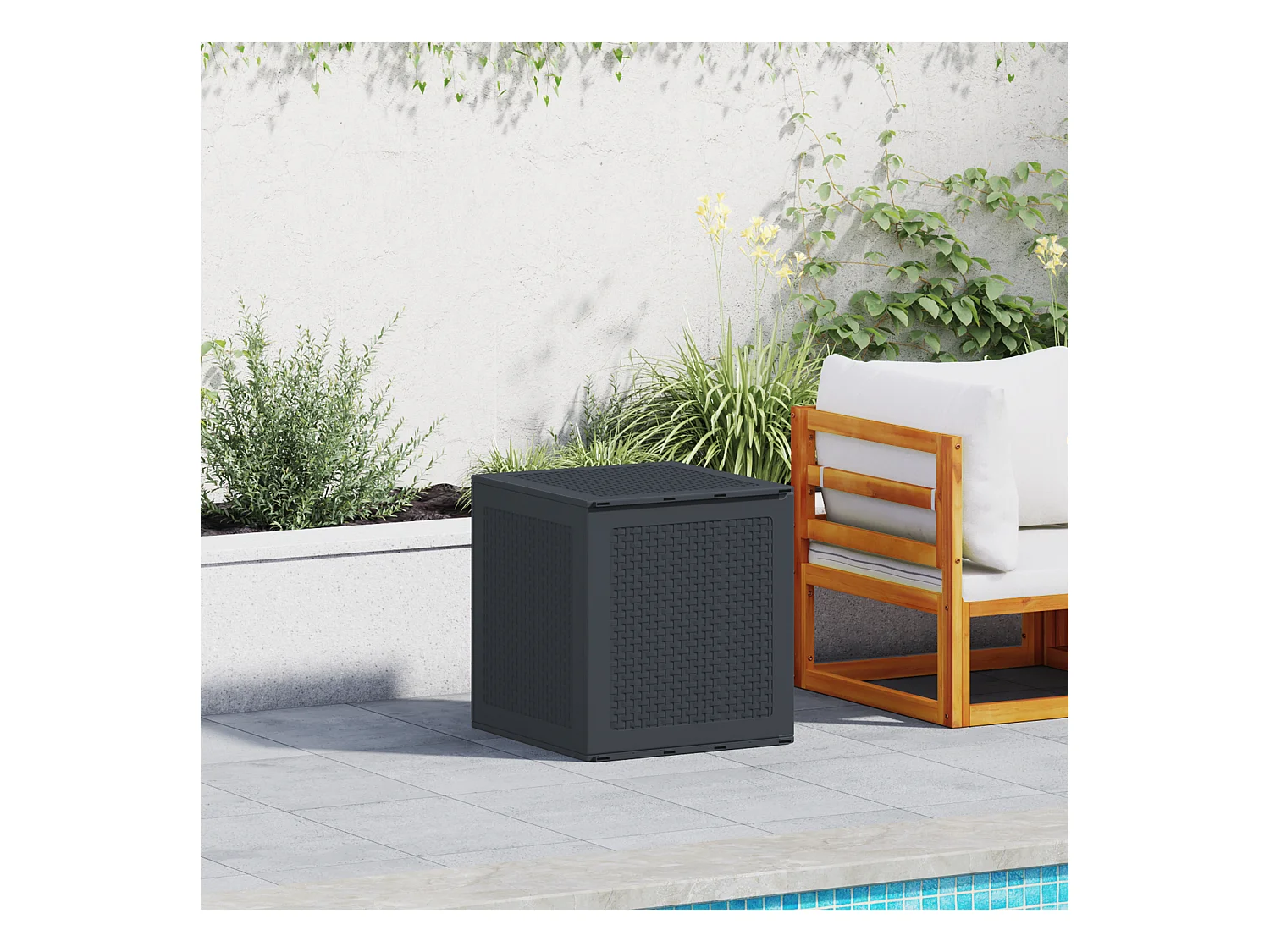 Boîte de Rangement Anthracite 55x53x57 cm PP