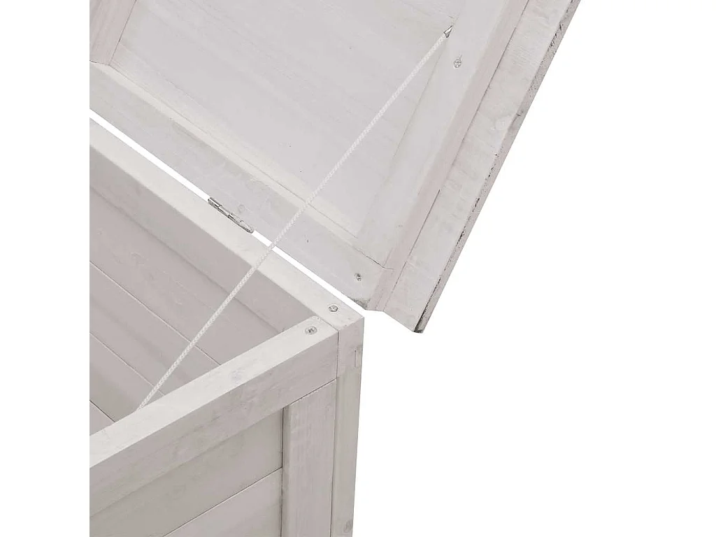 Caja de almacenamiento de jardín blanca de madera maciza de abeto