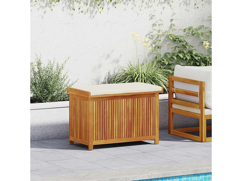 Caja de cojines para exterior 90x50x60,5 cm madera maciza de acacia