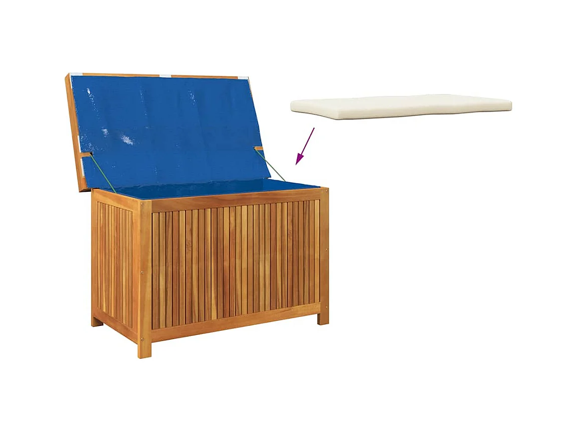 Boîte à coussins d'extérieur 90x50x60,5 cm bois massif d'acacia