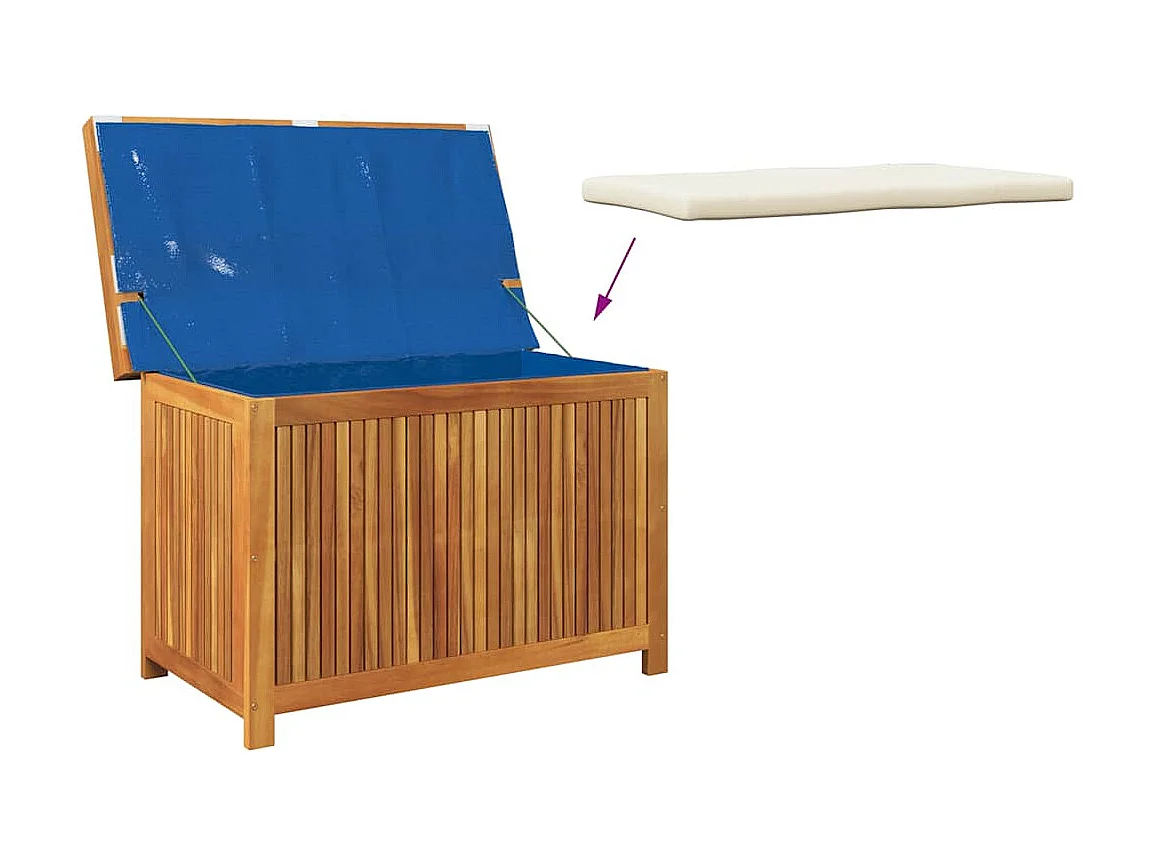 Boîte à coussins d'extérieur 90x50x60,5 cm bois massif d'acacia