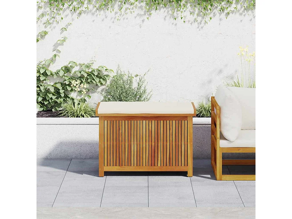 Boîte à coussins d'extérieur 90x50x60,5 cm bois massif d'acacia