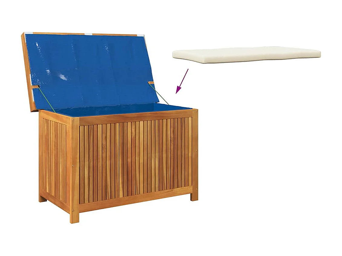 Boîte à coussins d'extérieur 90x50x60,5 cm bois massif d'acacia