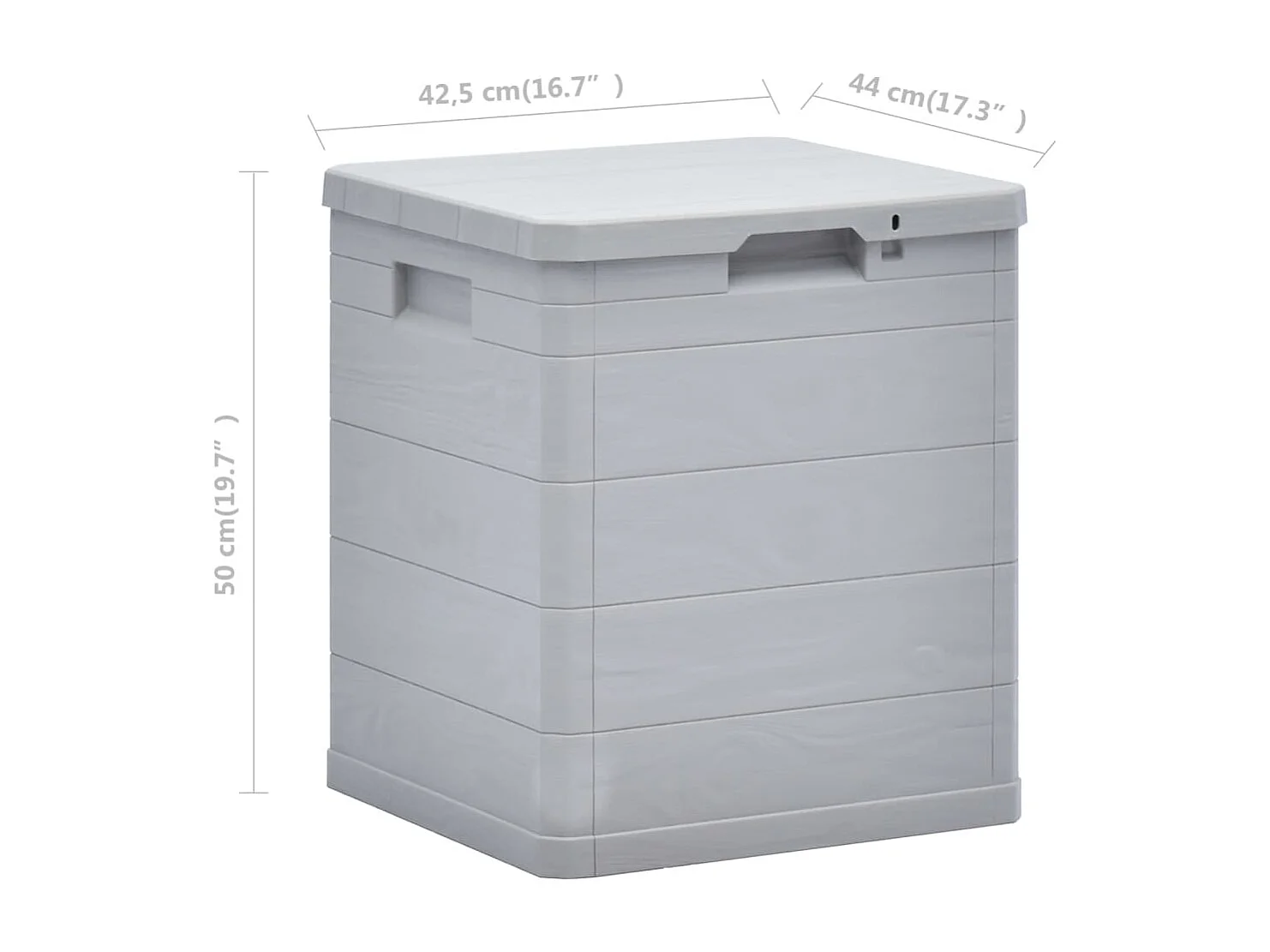 Caja de almacenamiento para jardín de 90 l, color gris claro