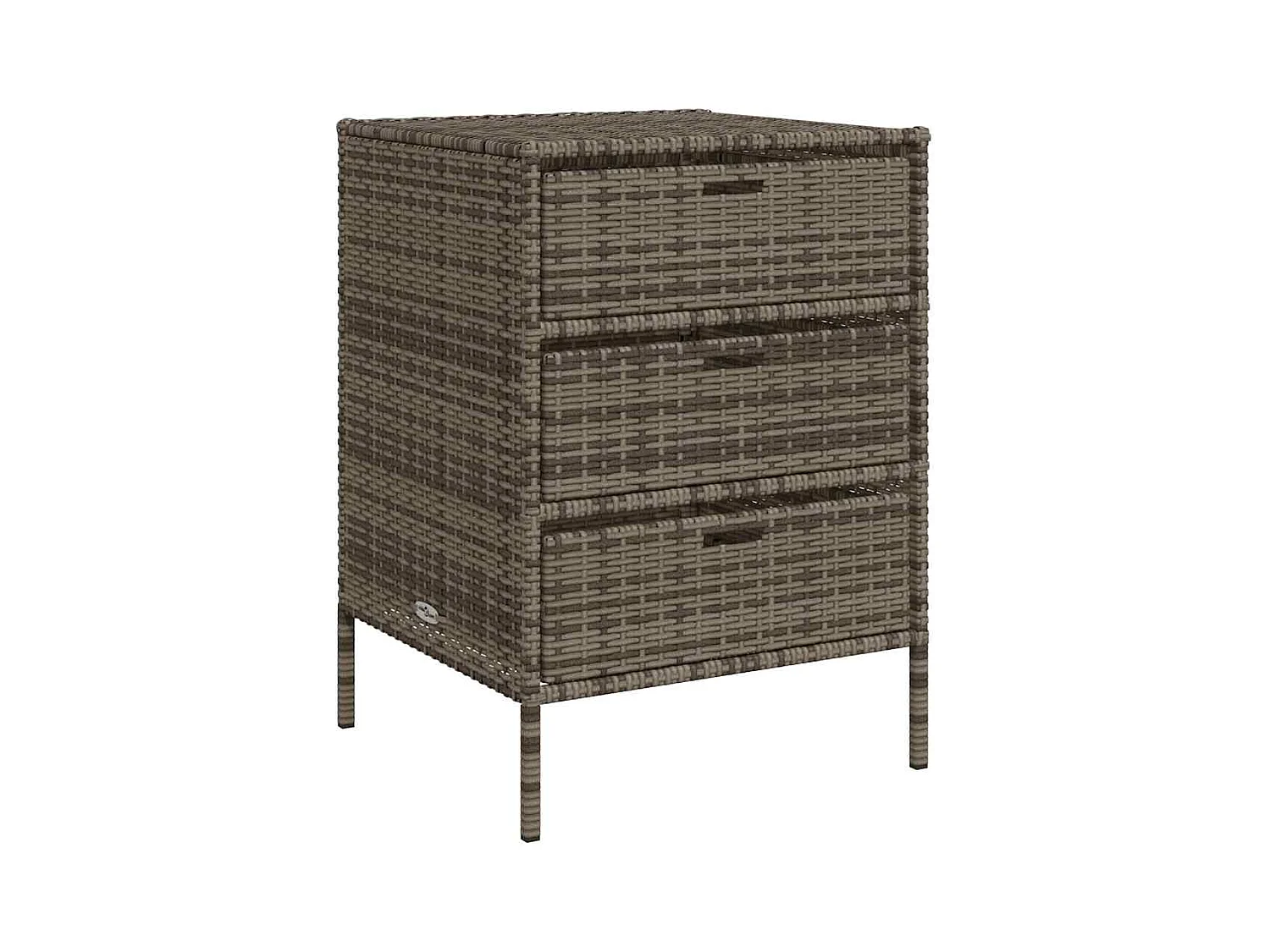 Mueble de jardín con 3 cajones en resina trenzada gris