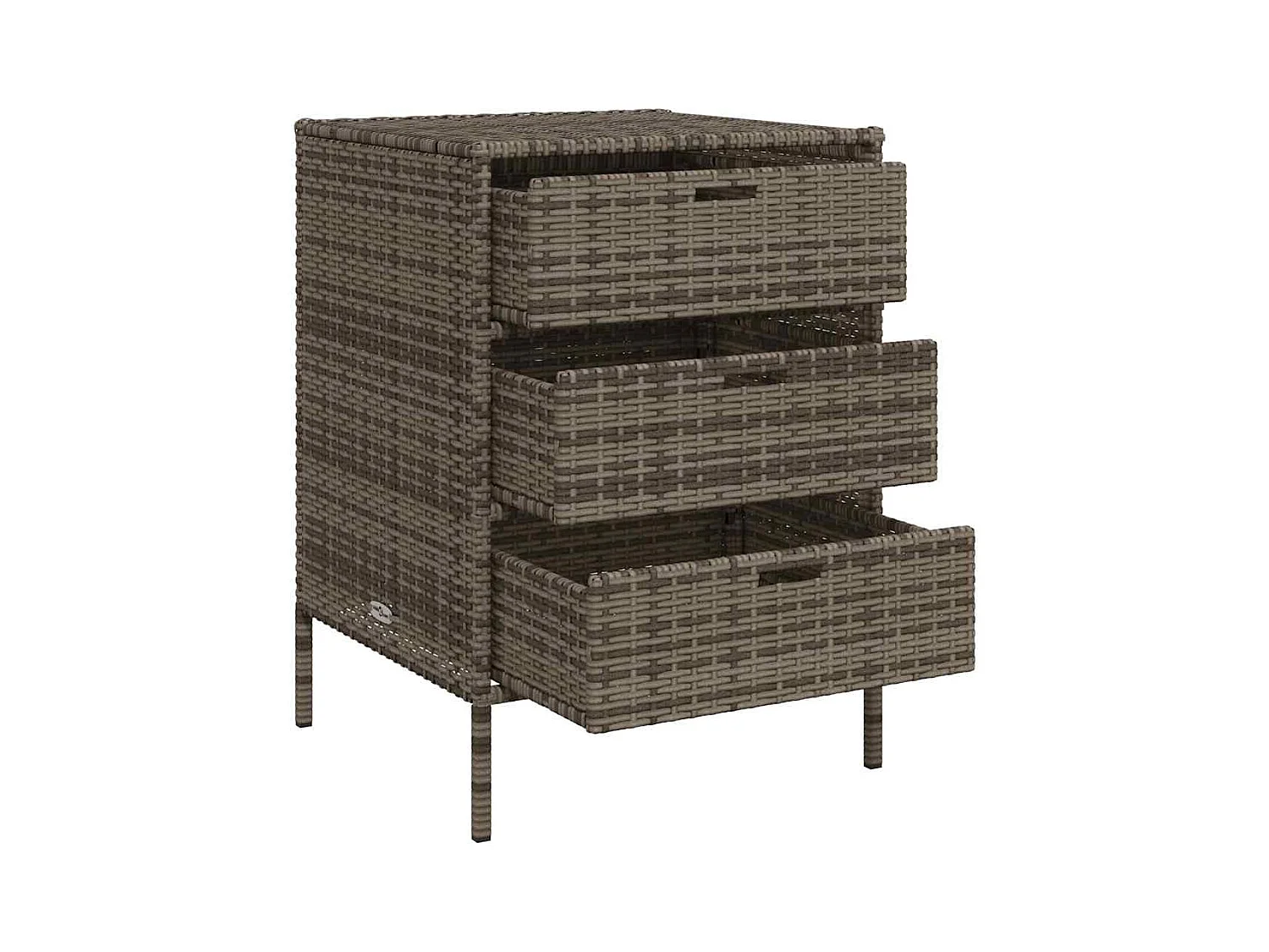 Mueble de jardín con 3 cajones en resina trenzada gris